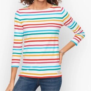 NWOT Talbots Authentic Bright Stripe Tee Women’s 3/4 Sleeve Medium